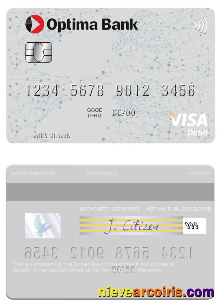 Kyrgyzstan Optima Bank visa debit card